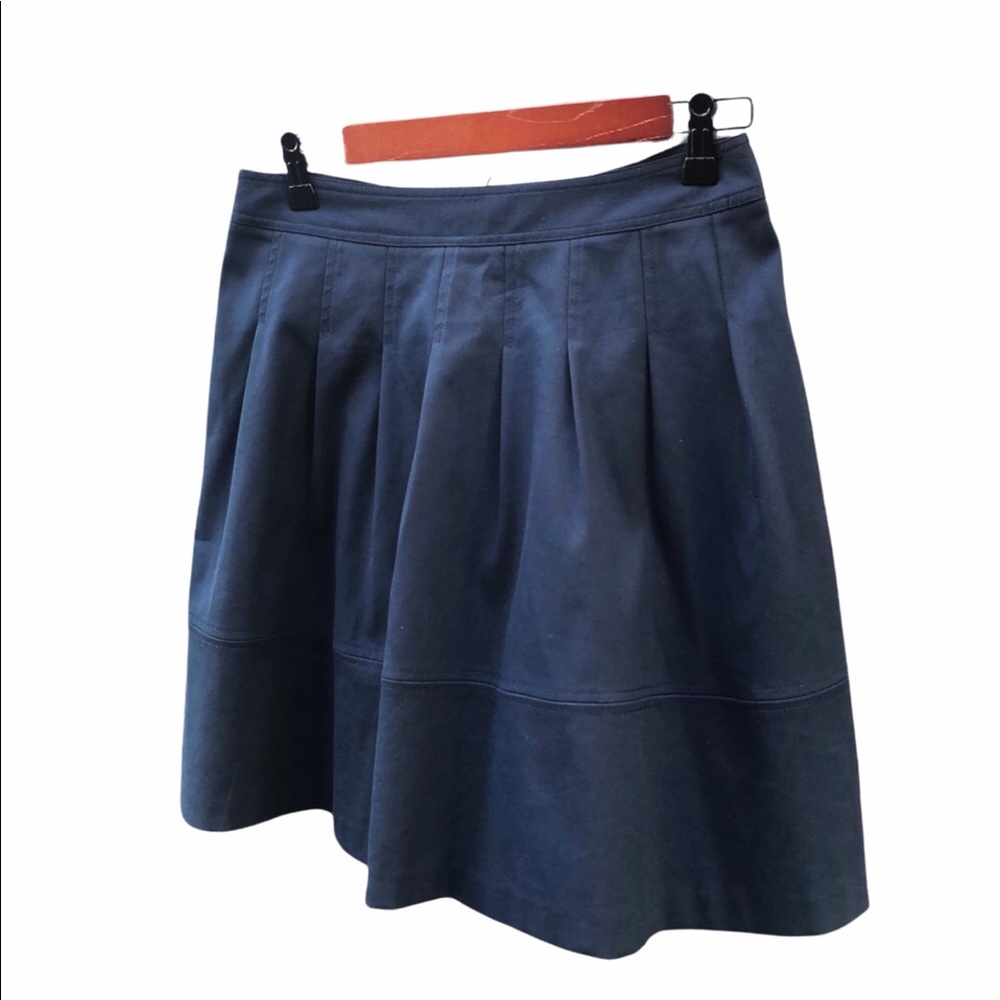 THEORY Odina Navy Blue Pleated A-Line Mini Skirt - Picture 2 of 3